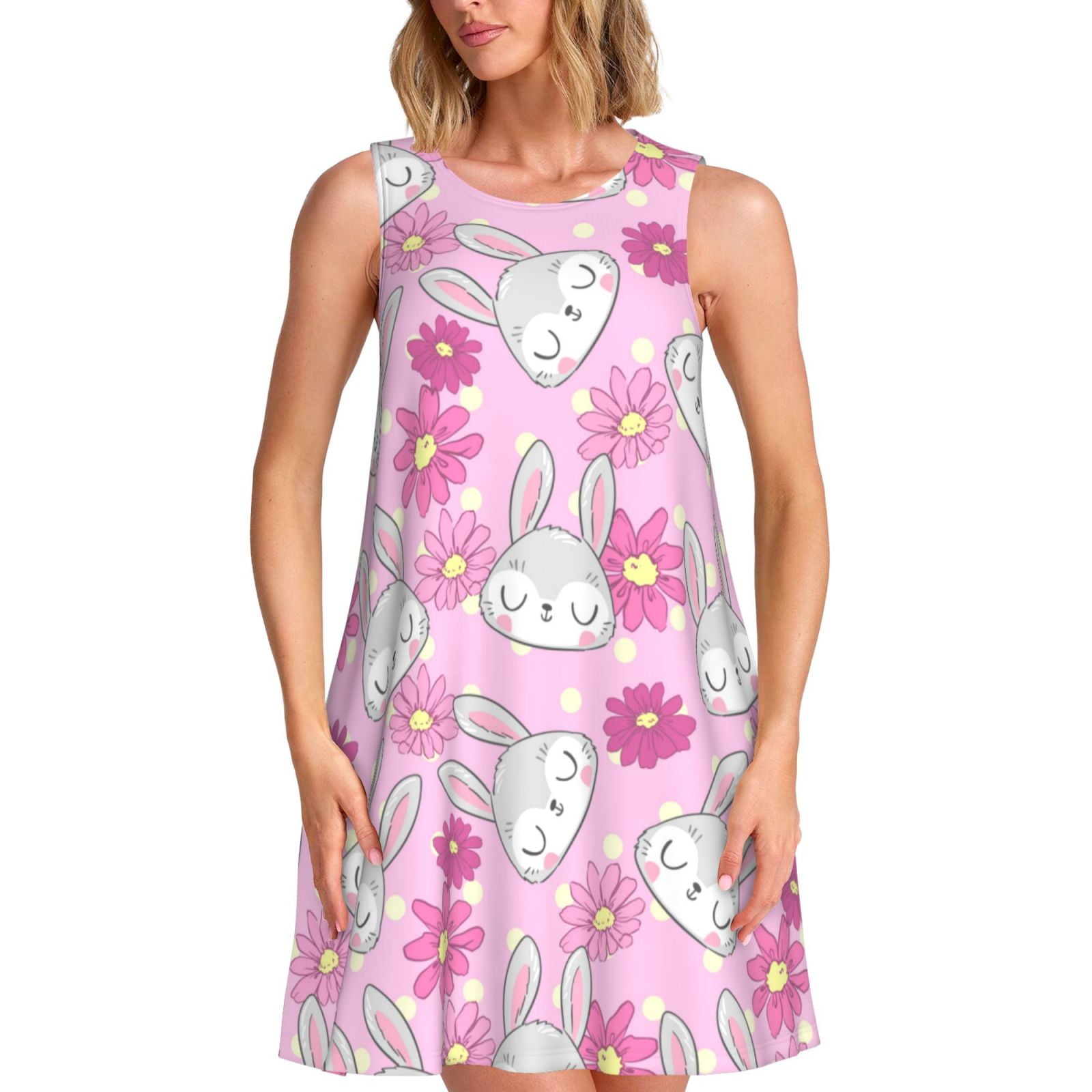 Organic Sunflower Bee Print Summer Dress main image 0
