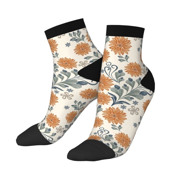 Uemuo Sunflowers 5 Printed Crew Socks, Moisture-Wicking Socks, Athletic Socks for Men Breathable Cushion Socks Casual Sport Socks for Running Traveling