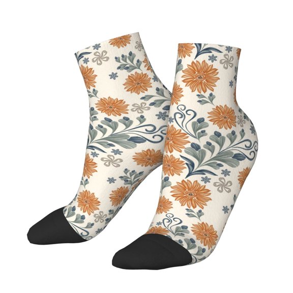Uemuo Sunflowers 5 Printed Crew Socks, Moisture-Wicking Socks, Athletic Socks for Men Breathable Cushion Socks Casual Sport Socks for Running Traveling