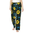 thumbnail image 1 of Uemuo Sunflowers And Blue Flower Pattern Women's Wide Leg Palazzo Lounge Pants with Pockets Light Weight Loose Comfy Casual Pajama Pants-Large, 1 of 9