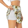 thumbnail image 1 of Uemuo Sunflowers Leaves And Birds Pattern Women's Athletic Shorts High Waisted Running Shorts with Liner Pockets Gym Elastic Workout Shorts-XX-Large, 1 of 9