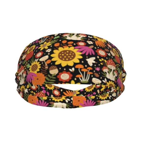 Uemuo Sunflowers Mushrooms Printed Sports Headbands for Men Women,Moisture Wicking Workout Headband, Sweatband Headbands,Non-slip Workout Gym Yoga Headband