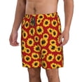 thumbnail image 1 of Uemuo Sunflowers On Red Pattern Men's Swim Trunks Hawaiian Beach Bathing Suit Swimsuits Beach Quick-Dry Shorts with Pockets-Large, 1 of 9