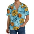 thumbnail image 1 of Uemuo Sunflowers Pattern Cotton Linen Short Sleeve Shirts,Casual Lightweight Button Down Shirts,Vacation Beach Summer Tops-4X-Large, 1 of 7