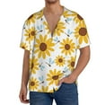 thumbnail image 1 of Uemuo Sunflowers Pattern Cotton Linen Short Sleeve Shirts,Casual Lightweight Button Down Shirts,Vacation Beach Summer Tops-Small, 1 of 7