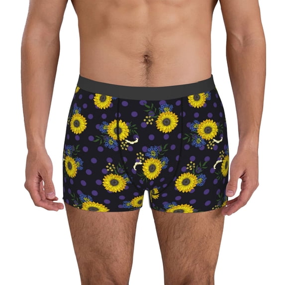 Uemuo Sunflowers Pattern Men's Boxer Briefs,Trunk Anti-Chafing,Comfortable, Durable, and Stylish Underwear-XX-Large