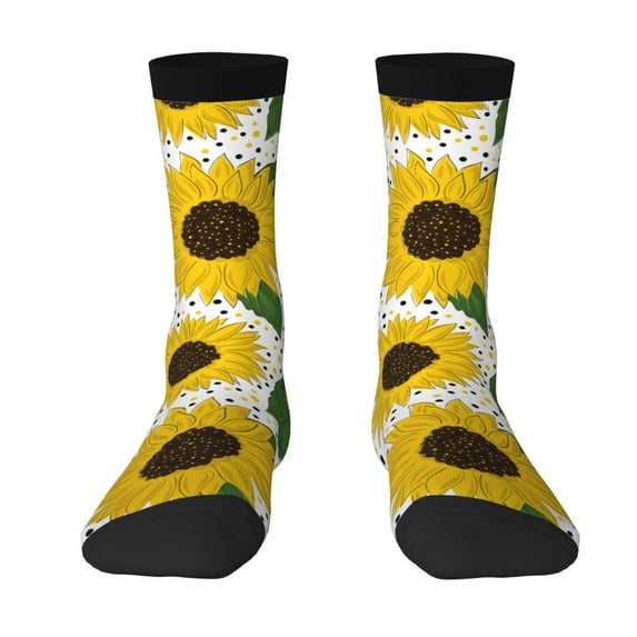 Uemuo Sunflowers Pattern Women's Crew Socks, Soft Durable Breathable Moisture-Wicking with Odor Control Cotton socks