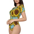 thumbnail image 1 of Uemuo Sunflowers Pattern Women's One Piece Short Sleeve Swimsuit Rash Guard Surfing Modest Quick-drying Swimsuit Beach Essentials-Large, 1 of 9