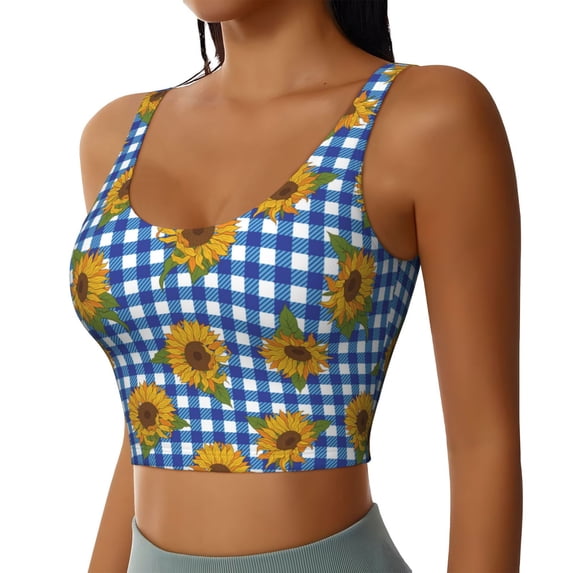 Uemuo Sunflowers Pattern Women's Sports Bra - High Impact Support, Breathable, and Comfortable Athletic Bra for Running, Yoga, and Workouts