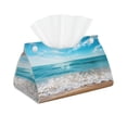 thumbnail image 1 of Uemuo Sunny Ocean Waves Pattern Tissue Box Cover Holder, Triangle with Bottom Belt - PVC Leather Decorative Organizer for Tabletop, Bathroom, Car, Office, 1 of 9