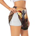 thumbnail image 1 of Uemuo Sunset Calf Flower Field Pattern Women's Athletic Shorts High Waisted Running Shorts with Liner Pockets Gym Elastic Workout Shorts-Small, 1 of 9