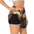 thumbnail image 1 of Uemuo Sunset Calf Flower Field Pattern Women's Athletic Shorts High Waisted Running Shorts with Liner Pockets Gym Elastic Workout Shorts-X-Large, 1 of 9