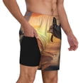 thumbnail image 1 of Uemuo Sunset Dancing Dolphin A Pattern Mens Swim Trunks Quick Dry Board Shorts with Mesh Lining, Stretch Beach Shorts Quick Dry No-Chafing Board Shorts-Small, 1 of 9