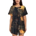 thumbnail image 1 of Uemuo Sunset Meditating Doberman Pattern Women's Short-Sleeved Pajama, Button-Front Loungewear, 2-Piece Summer Sleepwear, Elastic Drawstring Shorts-Medium, 1 of 7