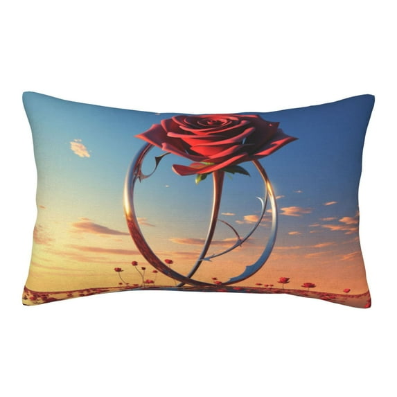 Uemuo Sunset Rose Elegance Print Throw Pillow Case – Cozy & Soft Cushion Cover, Hypoallergenic Pillow Case for Sleeping, Perfect for Women with Envelope Closure-20"x30"