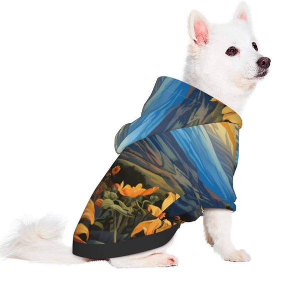 Uemuo Sunset Sky Sunflower for Winter Dog Hoodie Sweatshirts with Pockets Warm Dog Clothes for Small Dogs Chihuahua-Small
