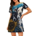 thumbnail image 1 of Uemuo Sunset Sunflower Dog Pattern Women’s Nightdress – Casual Sleep Shirt, Soft Relaxed Fit Short-Sleeved Cotton Sleepwear for Home, Bedtime, and Lounging, 1 of 6