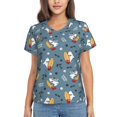 thumbnail image 1 of Uemuo Surf Shark Printed Women's Classic V-Neck T-Shirt - Soft, Breathable, Moisture-Wicking, Perfect for Casual, Office, Travel, and Everyday Wear-Large, 1 of 5
