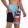 thumbnail image 1 of Uemuo Sushi Salmon Surfing Pattern Mens Swim Trunks Quick Dry Board Shorts with Mesh Lining, Stretch Beach Shorts Quick Dry No-Chafing Board Shorts-XX-Large, 1 of 9