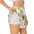 thumbnail image 1 of Uemuo Sweet Bee Pattern Women's Athletic Shorts High Waisted Running Shorts with Liner Pockets Gym Elastic Workout Shorts-Medium, 1 of 9