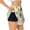 thumbnail image 1 of Uemuo Sweet Bee Pattern Women's Athletic Shorts High Waisted Running Shorts with Liner Pockets Gym Elastic Workout Shorts-, 1 of 9