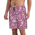 thumbnail image 1 of Uemuo Sweet Heart Pattern Men's Swim Trunks Hawaiian Beach Bathing Suit Swimsuits Beach Quick-Dry Shorts with Pockets-Small, 1 of 9