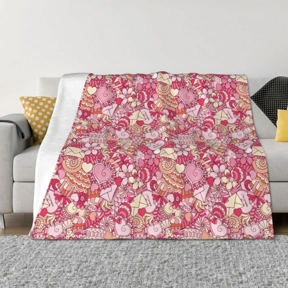 Uemuo Sweet Printed Throw Blanket for Couch, Fluffy Fuzzy Blankets for Bed, Sofa, Cozy Flannel Faux Fur Blanket-40"x30"