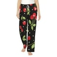 thumbnail image 1 of Uemuo Sweet Red Cherry Pattern Women's Wide Leg Palazzo Lounge Pants with Pockets Light Weight Loose Comfy Casual Pajama Pants-XX-Large, 1 of 9
