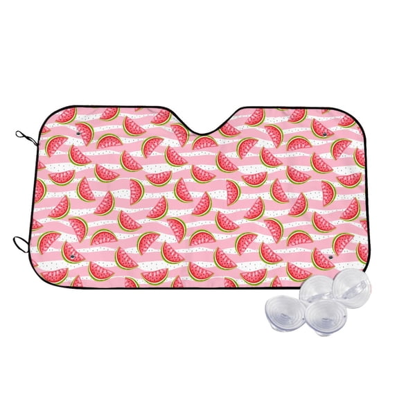Uemuo Sweet Watermelon Pattern Accordion Car Windshield Sun Shade, Foldable Reflective Sun Visor for Car, Reflector Windshield Sunshade-Small