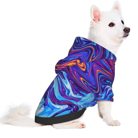 Uemuo Swirl Print Blue Purple for Winter Dog Hoodie Sweatshirts with Pockets Warm Dog Clothes for Small Dogs Chihuahua-X-Small
