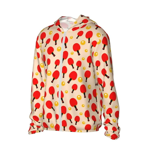 Uemuo Table Tennis Rackets 1 Pattern Women's Full Zip UPF 50+ Sun Protection Hoodie Jacket Long Sleeve Sun Shirt Hiking Outdoor Performance with Pockets-Small