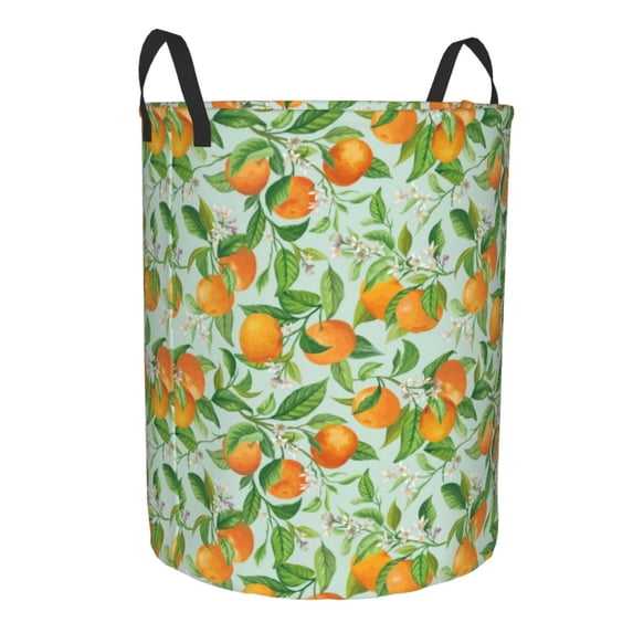 Uemuo Tangerine Pattern Circular Laundry Hamper Basket with handles,Collapsible laundry basket,Large capacity laundry hamper,Laundry Organizer-Small