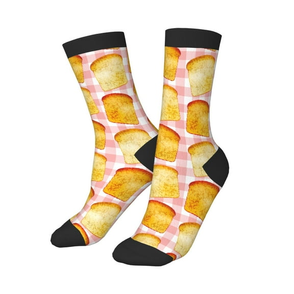 Uemuo Tasty Toasts Printed Kids Boys Socks Seamless Crew Socks Crazy Funny Athletic Sport Socks for Children