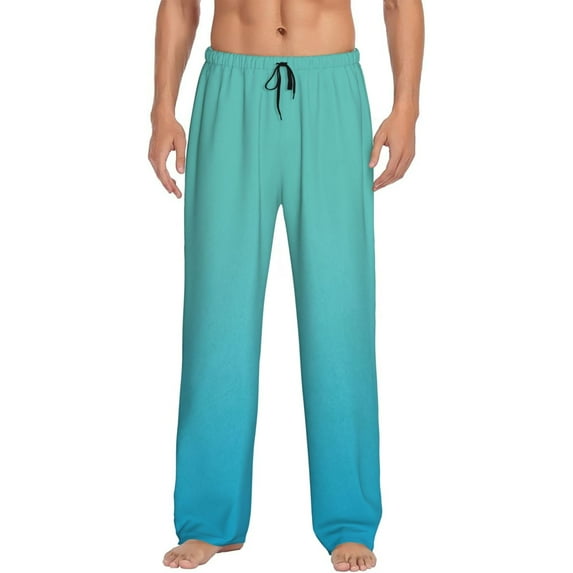 Uemuo Teal Turquoise Pattern Men's Wide Leg Palazzo Lounge Pants with Pockets Light Weight Loose Comfy Casual Pajama Pants-XX-Large