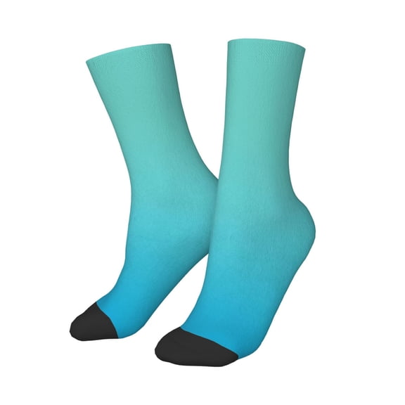 Uemuo Teal Turquoise Printed Kids Boys Socks Seamless Crew Socks Crazy Funny Athletic Sport Socks for Children