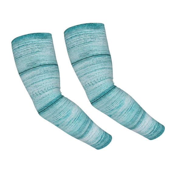 Uemuo Teal Turquoise Wood Printed Arm Sleeves, Cooling UV Sun Protection Sports Compression for Men/Women