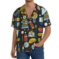 thumbnail image 1 of Uemuo Teeth Pattern Cotton Linen Short Sleeve Shirts,Casual Lightweight Button Down Shirts,Vacation Beach Summer Tops-Large, 1 of 7