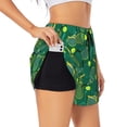 thumbnail image 1 of Uemuo Tennis Rackets and Balls Pattern Women's Athletic Shorts High Waisted Running Shorts with Liner Pockets Gym Elastic Workout Shorts-, 1 of 9