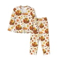 thumbnail image 1 of Uemuo Thanksgiving With Turkey Pattern Womens Pajama Sets,PJ Set for Women,Pajamas for Women Logo,Long Sleeve Pajama Set for Women,Soft Long Sleeve Top With Pants-Small, 1 of 9