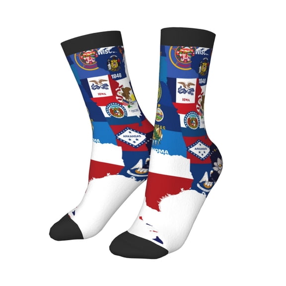 Uemuo The Map Of United States Printed Kids Boys Socks Seamless Crew Socks Crazy Funny Athletic Sport Socks for Children