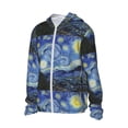 thumbnail image 1 of Uemuo The Starry Night Pattern Women's Full Zip UPF 50+ Sun Protection Hoodie Jacket Long Sleeve Sun Shirt Hiking Outdoor Performance with Pockets-, 1 of 9