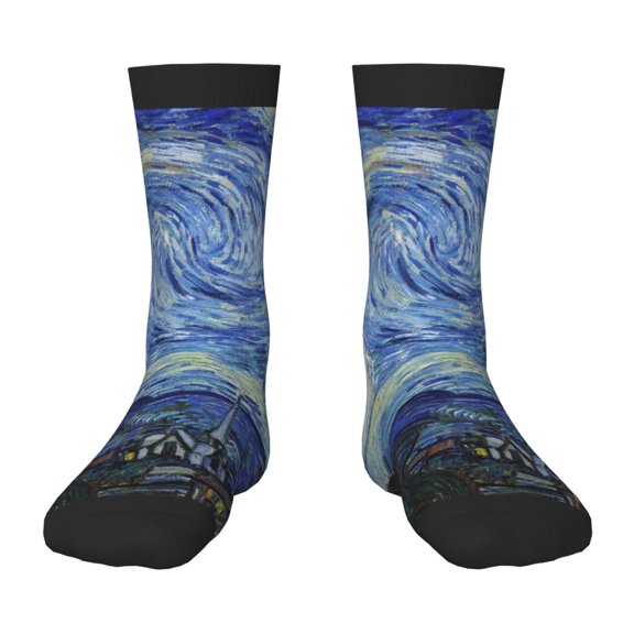 Uemuo The Starry Night Printed Kids Boys Socks Seamless Crew Socks Crazy Funny Athletic Sport Socks for Children