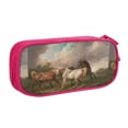 thumbnail image 1 of Uemuo Three Horses Oil Painting Printed Pencil Pen Case, Portable Pencil Pouch with Zipper, Compact Stationery Bag Makeup Bag, Pencil Bag for Home Office, 1 of 1