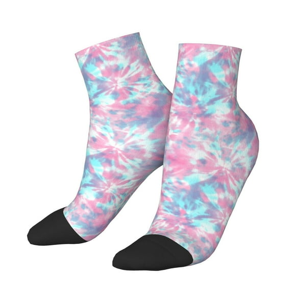 Uemuo Tie Dye Printed Crew Socks, Moisture-Wicking Socks, Athletic Socks for Men Breathable Cushion Socks Casual Sport Socks for Running Traveling