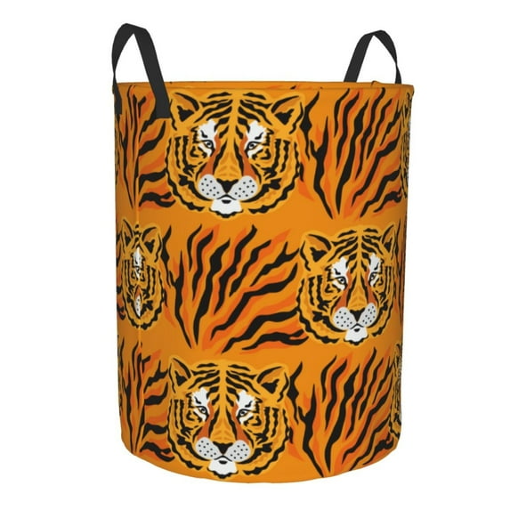 Uemuo Tiger Pattern Circular Laundry Hamper Basket with handles,Collapsible laundry basket,Large capacity laundry hamper,Laundry Organizer-Medium
