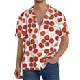 thumbnail image 1 of Uemuo Tomato Pattern Cotton Linen Short Sleeve Shirts,Casual Lightweight Button Down Shirts,Vacation Beach Summer Tops-Large, 1 of 7
