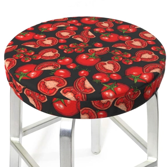Uemuo Tomato Pattern Round Bar Stool Seat Covers Washable Stool Cushion Slipcover Elastic Bar Chair Covers-