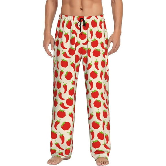 Uemuo Tomatoes And Chili Pattern Men's Wide Leg Palazzo Lounge Pants with Pockets Light Weight Loose Comfy Casual Pajama Pants-XX-Large
