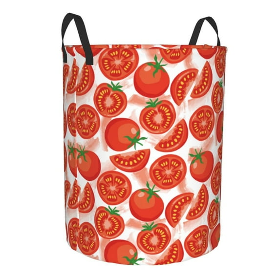 Uemuo Tomatoes Pattern Circular Laundry Hamper Basket with handles,Collapsible laundry basket,Large capacity laundry hamper,Laundry Organizer-