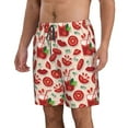 thumbnail image 1 of Uemuo Tomatoes Pattern Men's Swim Trunks Hawaiian Beach Bathing Suit Swimsuits Beach Quick-Dry Shorts with Pockets-Small, 1 of 9